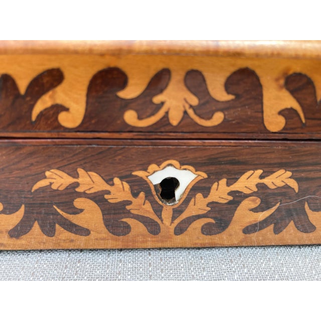 Early 20th Century Early 20th Century Marquetry Writing Glove Box For Sale - Image 5 of 17