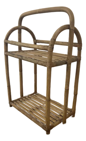 Petite Vintage Mid to Late Twentieth Century Bamboo/Rattan Two Tiered Boho Shelf