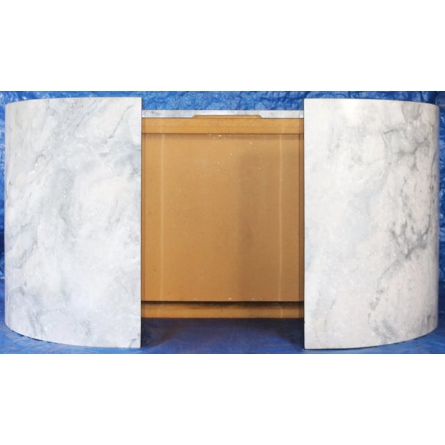 Gray 1980s Vintage Alpi Design Postmodern Marble Veneer Waterfall Nightstands Pair/Set For Sale - Image 8 of 17