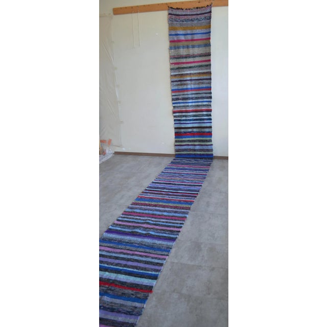 Vintage Handmade Rag Runner Rug - 2′2″ × 21′2″ For Sale - Image 4 of 9