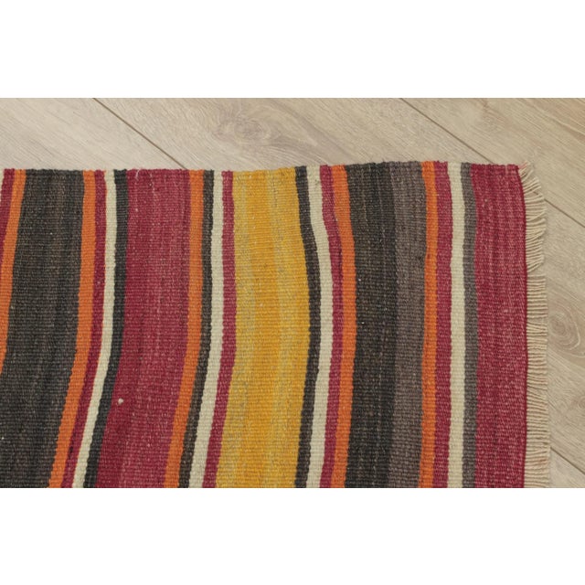 1980s Tribal Red Striped Runner Rug For Sale - Image 9 of 13
