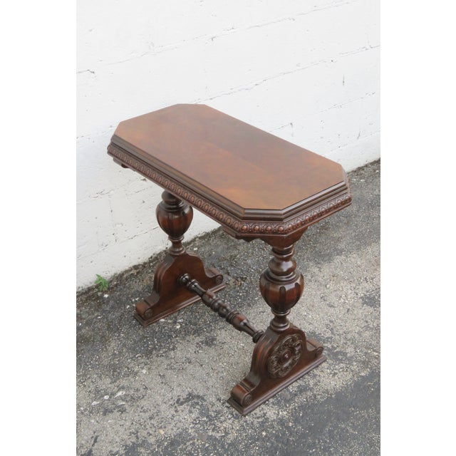 Early 20th Century Early 1900s Hand Carved Small Console Table Desk 6174 For Sale - Image 5 of 13