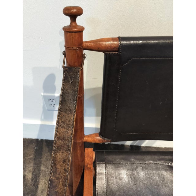Vintage 1970s Faux Bamboo and Leather Folding Chair For Sale - Image 9 of 9