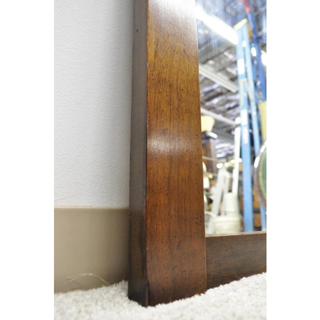 Brown 20thC Lane Mid Century Modern Brutalist Cubist Block Rectangular Wood Frame 52" Mirror For Sale - Image 8 of 12