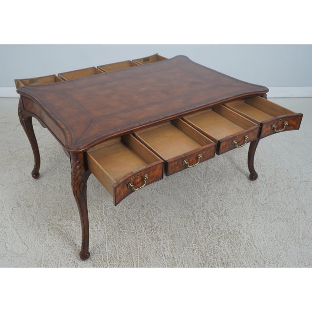 Traditional Theodore Alexander Althorp Collection Leather Top Partners Desk For Sale - Image 3 of 17
