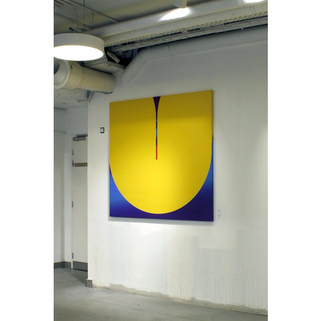 Contemporary Abstract Matte Gel Applied on Fine Art Digital Printed Canvas "Azur Bouton D’or Violine # Tu Illumines" by Jerome Tham Vo My For Sale - Image 4 of 7