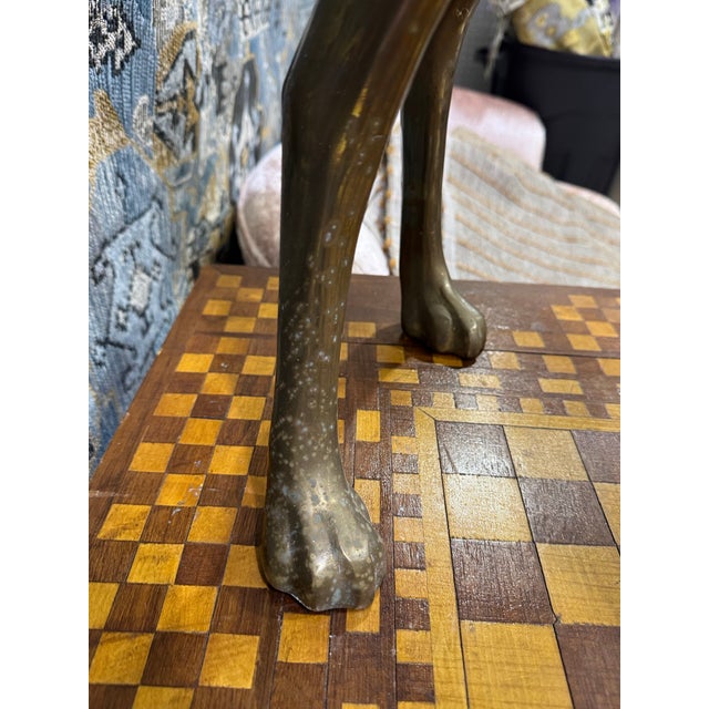 29.5”h Large Vintage Brass Greyhound Dog Sculpture For Sale In Washington DC - Image 6 of 6