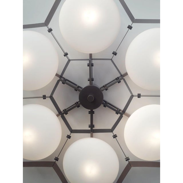 Fabio Ltd 21st Century Beehive Bronze Matte White Murano Flush Mount by Fabio LTD For Sale - Image 4 of 4