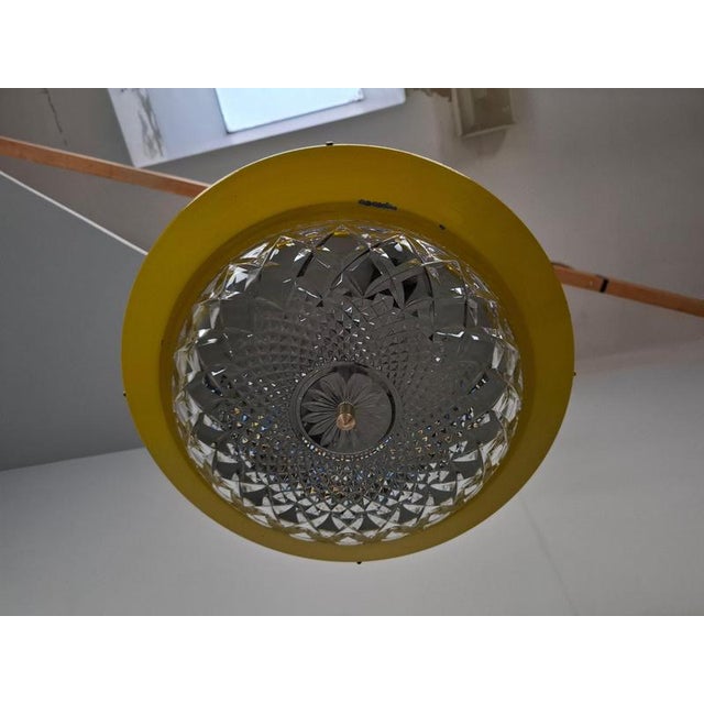 Mid-Century Modern Pendant Lamp in Yellow Metal with Brass and Glass, 1970s For Sale - Image 16 of 18