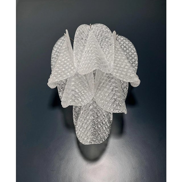 2020s Murano Style Italian 12 “swallow” Clear Grit Glass Sconces - a Pair For Sale - Image 5 of 5