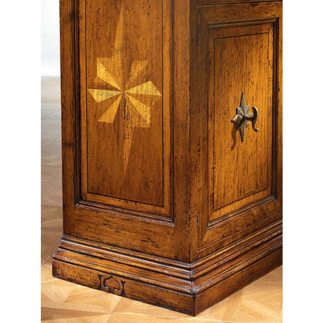 Rustic Italian Walnut Starburst Inlaid Sideboard For Sale - Image 3 of 3