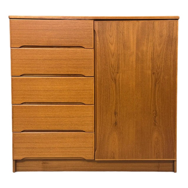 1970s Danish Modern Teak Armoire Dresser For Sale