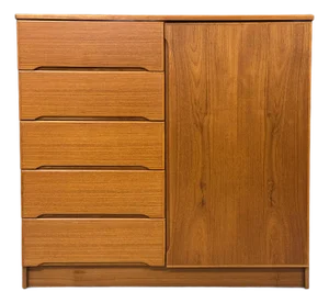 1970s Danish Modern Teak Armoire Dresser