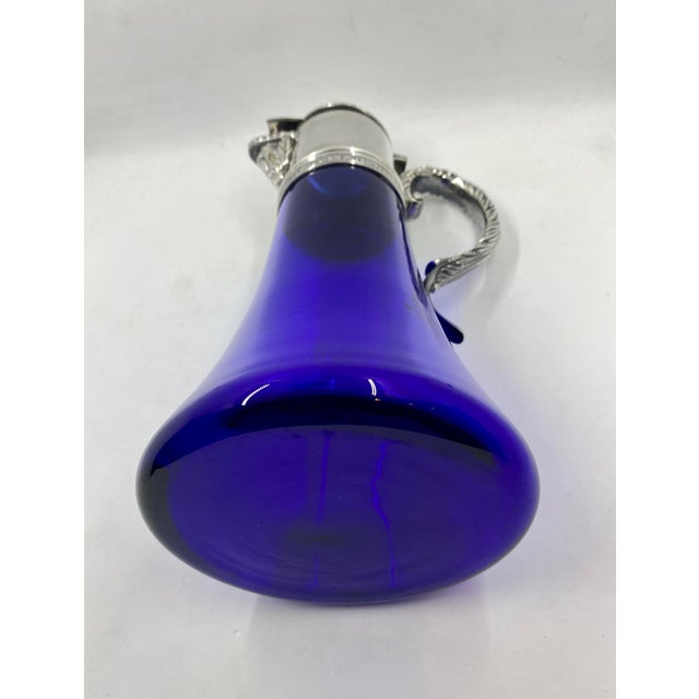 Blue Austrian Vintage Cobalt Blue Glass Jug For Sale - Image 8 of 11