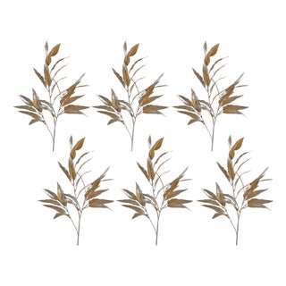 Gold Long Blade Eucalyptus Leaf Spray (Set of 6) For Sale