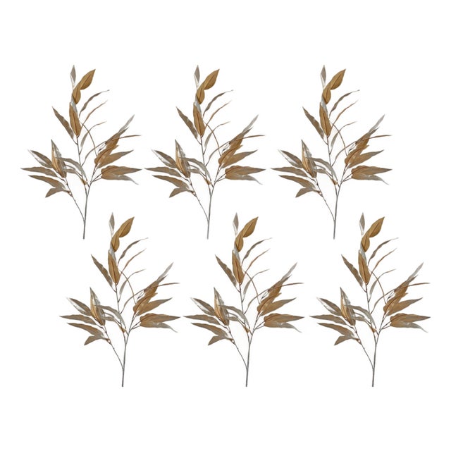 Gold Long Blade Eucalyptus Leaf Spray (Set of 6) For Sale