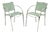 Late 20th Century Italian Modern Naos Italy Teal Blue Leather Chrome "Corset" Arm Chairs - A Pair For Sale