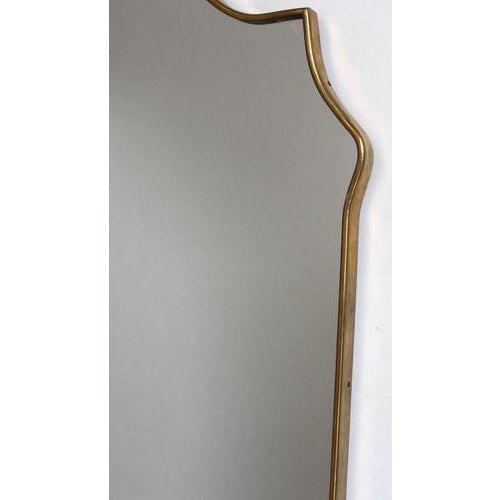 1960s Mid-Century Italian Wall Mirror with Brass Frame, 1960s For Sale - Image 5 of 14