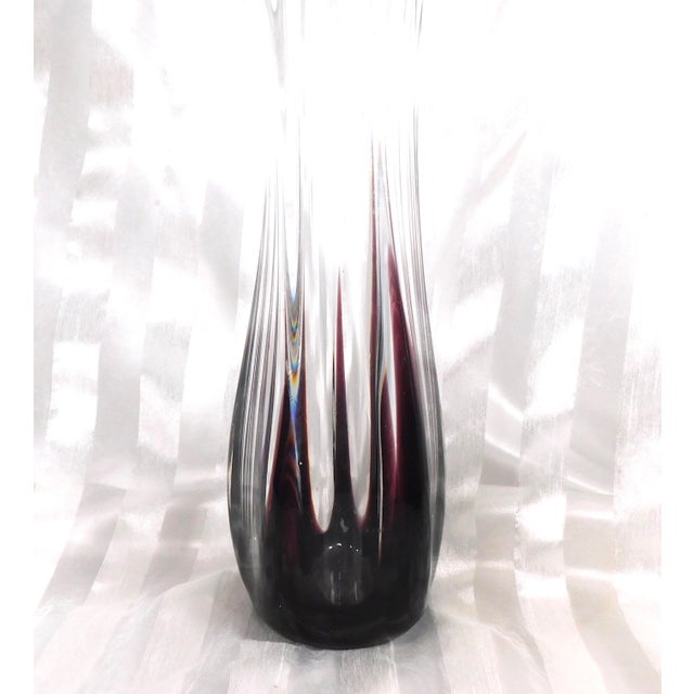 Contemporary Purple and Clear Art Glass Vase For Sale - Image 3 of 4
