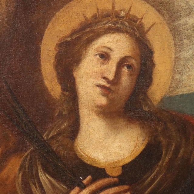 European School, Painting of Saint Ursula, Oil on Canvas For Sale - Image 4 of 11