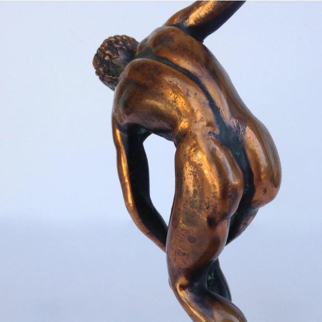 Vintage C.1970's Terra-Cotta Plaster & Gilt Grecian Olympic "Discus" Athlete For Sale - Image 9 of 11