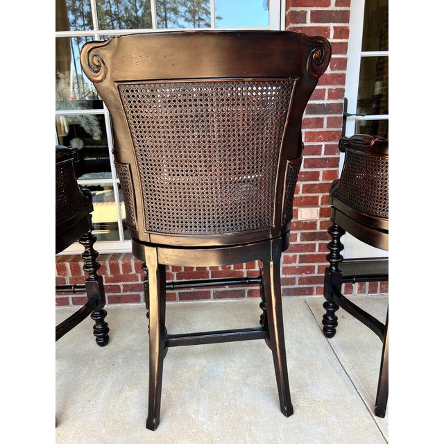 Gorgeous, extremely well made, solid wood, leather seat cushion, swivel bar stools. Part of the Kingstown collection from...