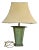 Vintage Verdigris Metal Table Lamp With Faceted Base & Tapered Shade For Sale