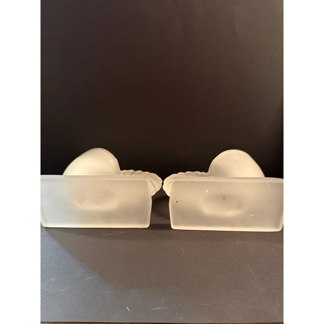 Pair of 1940s New Martinsville Satin Glass Nautilus Seashell Bookends For Sale - Image 4 of 8