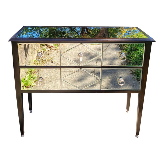 1990s Maitland-Smith Hollywood Regency Mirrored 4-Drawer Console Table For Sale