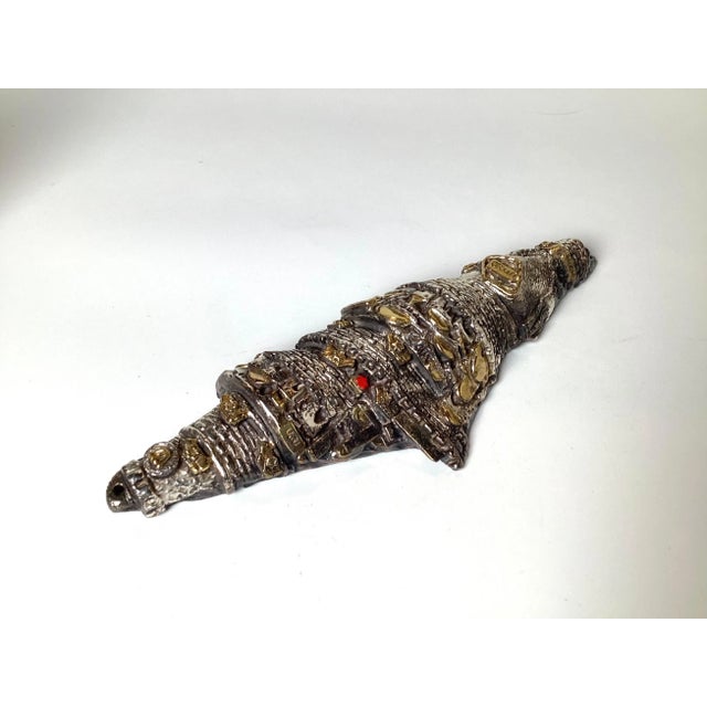 A large sterling silver mezuzah by Yaacov Heller for the 50th anniversary of Israel. Cast with intricate details and...