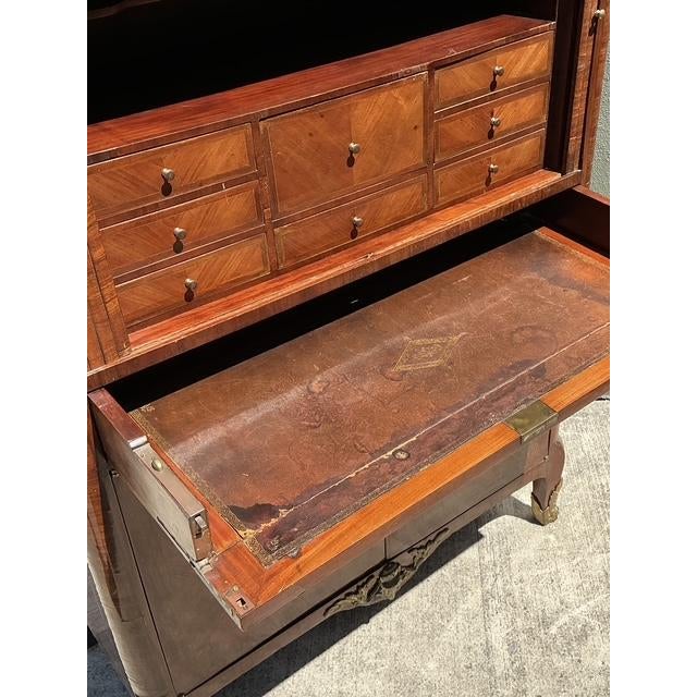Brown Vintage Inlay Secretaire With Stone Top For Sale - Image 8 of 13