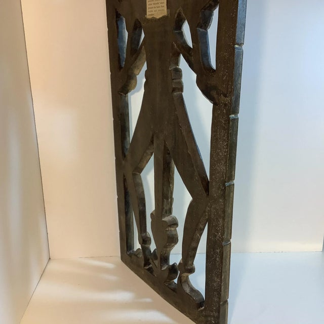 1940s Vintage Bali Hand-Craved Folk Art Deity Wooden Wall Sculpture. For Sale - Image 4 of 11