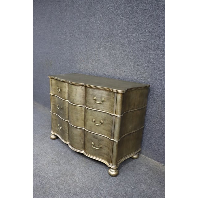Late 20th Century Ethan Allen Serpentine Three-Drawer Chest in Metallic Finish For Sale - Image 5 of 13
