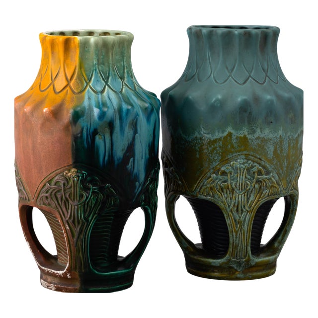 Art Nouveau Vases from Julius Dressler, Bohemia, 1920s, Set of 2 For Sale
