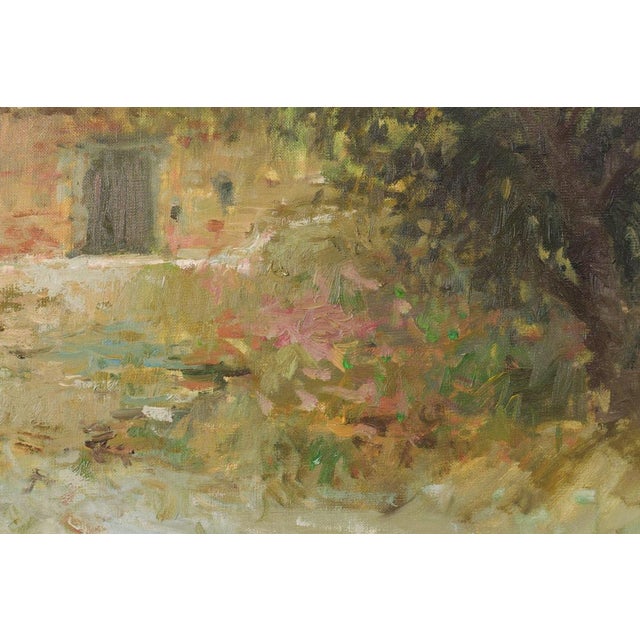 Palau Junca, Impressionist Painting with River and Chalets, Oil on Canvas, Framed For Sale - Image 6 of 16