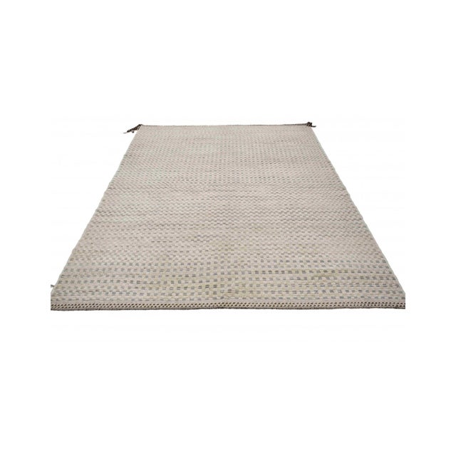 Mid-Century Modern Blue & Green Modern Wool Rug For Sale - Image 3 of 6