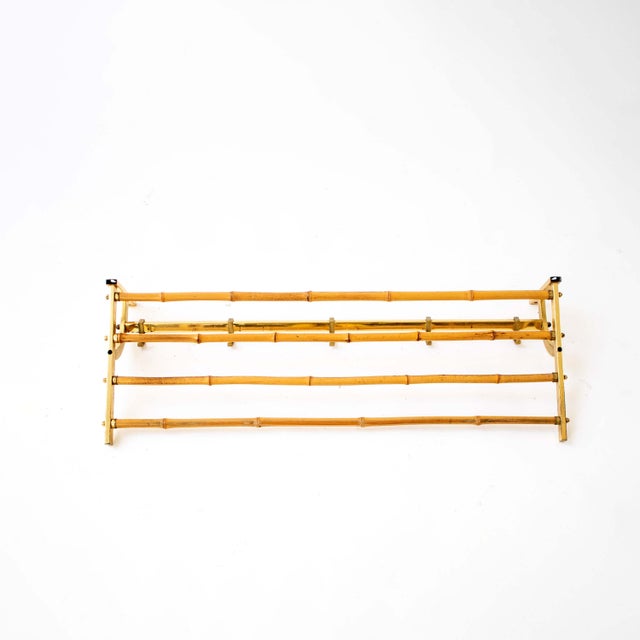 Wall-Mounted Coat Rack in Brass and Bamboo, 1950s For Sale - Image 4 of 7