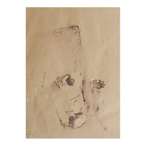 Mid 20th Century Modernist Portrait Study Pen Ink Drawing