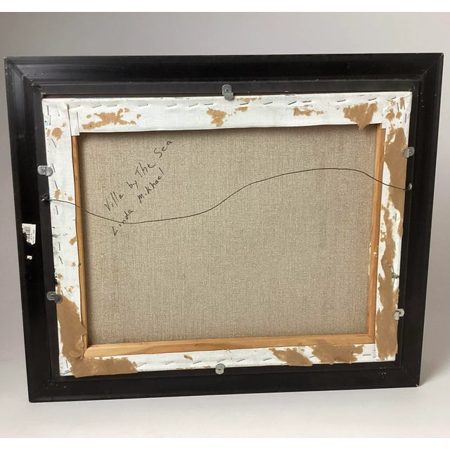 Mid-Century Modernist Impressionist Oil Painting by Linda Mikhael – Villa by the Sea For Sale In New York - Image 6 of 8