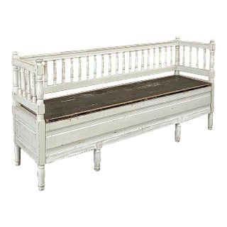 19th Century Swedish Neoclassical Painted Bench ~ Trunk For Sale