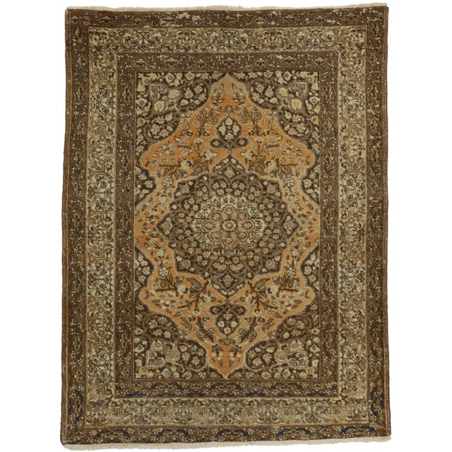 Textile Antique Persian Tabriz Rug - 04'02 X 05'06 For Sale - Image 7 of 7