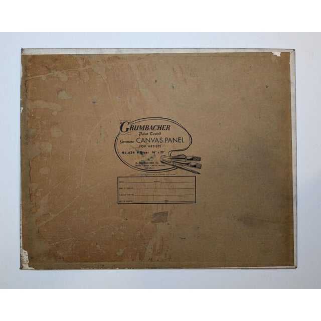 Vintage Mid-Century Abstract Nyc Manhattan Skyline Painting Lic East River For Sale - Image 4 of 4