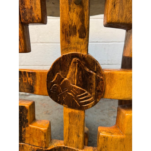 Vintage Hand Carved Wooden Aztec Accent Table For Sale - Image 11 of 12