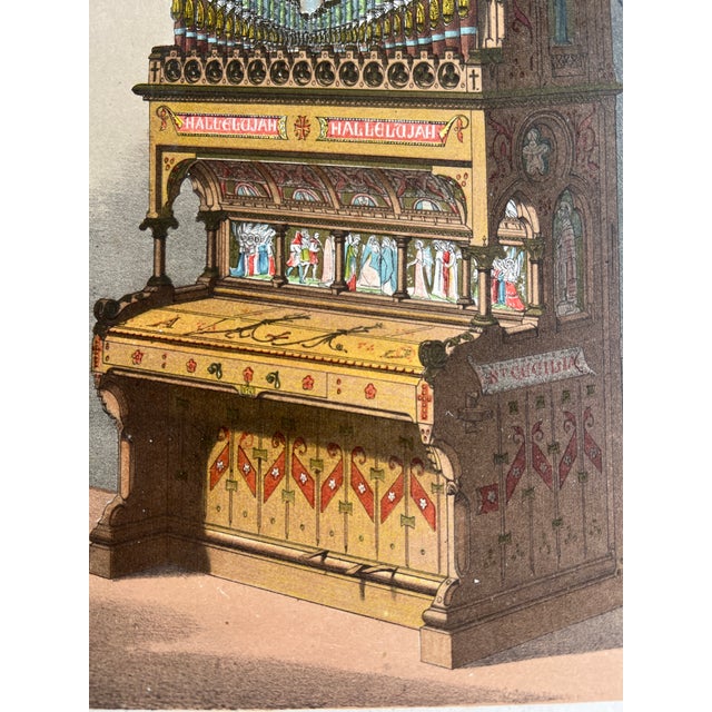 Antique Victorian Gothic Chancel Organ Chromolithograph by j.b. Waring, Gray & Davison, London For Sale - Image 4 of 6