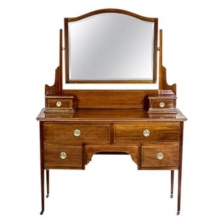1890 Antique English Vanity Veneered with Mahogany For Sale