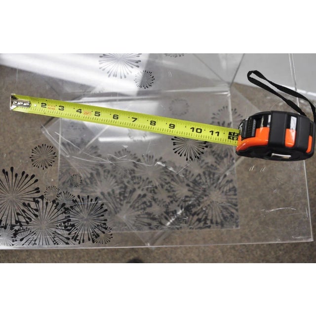 1970s Mid Century Modern Lucite Acrylic Sunflower Fireworks Low Waterfall End Tables - a Pair For Sale - Image 9 of 12