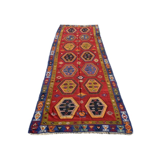 Blue Turkish Sarkisla Kilim Rug, 1940s For Sale - Image 8 of 14