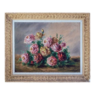 1920s Still Life With Roses by Lucie Verneuil For Sale
