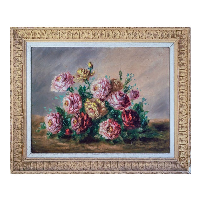 1920s Still Life With Roses by Lucie Verneuil For Sale