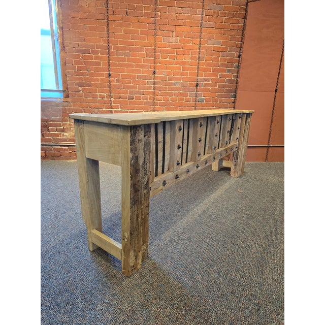 Antique Repurposed Indian Door Console, Handcrafted Reclaimed Wood Sideboard For Sale - Image 4 of 6